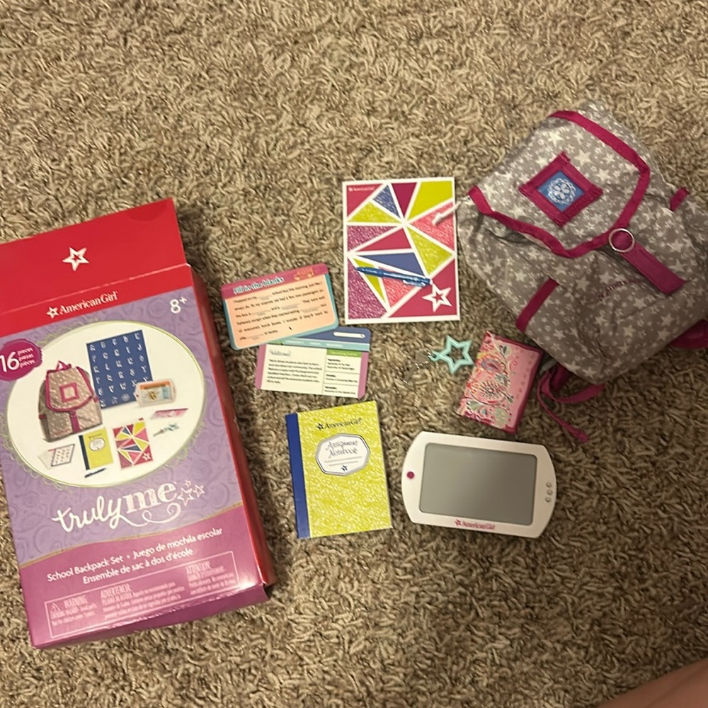 American girl school backpack set